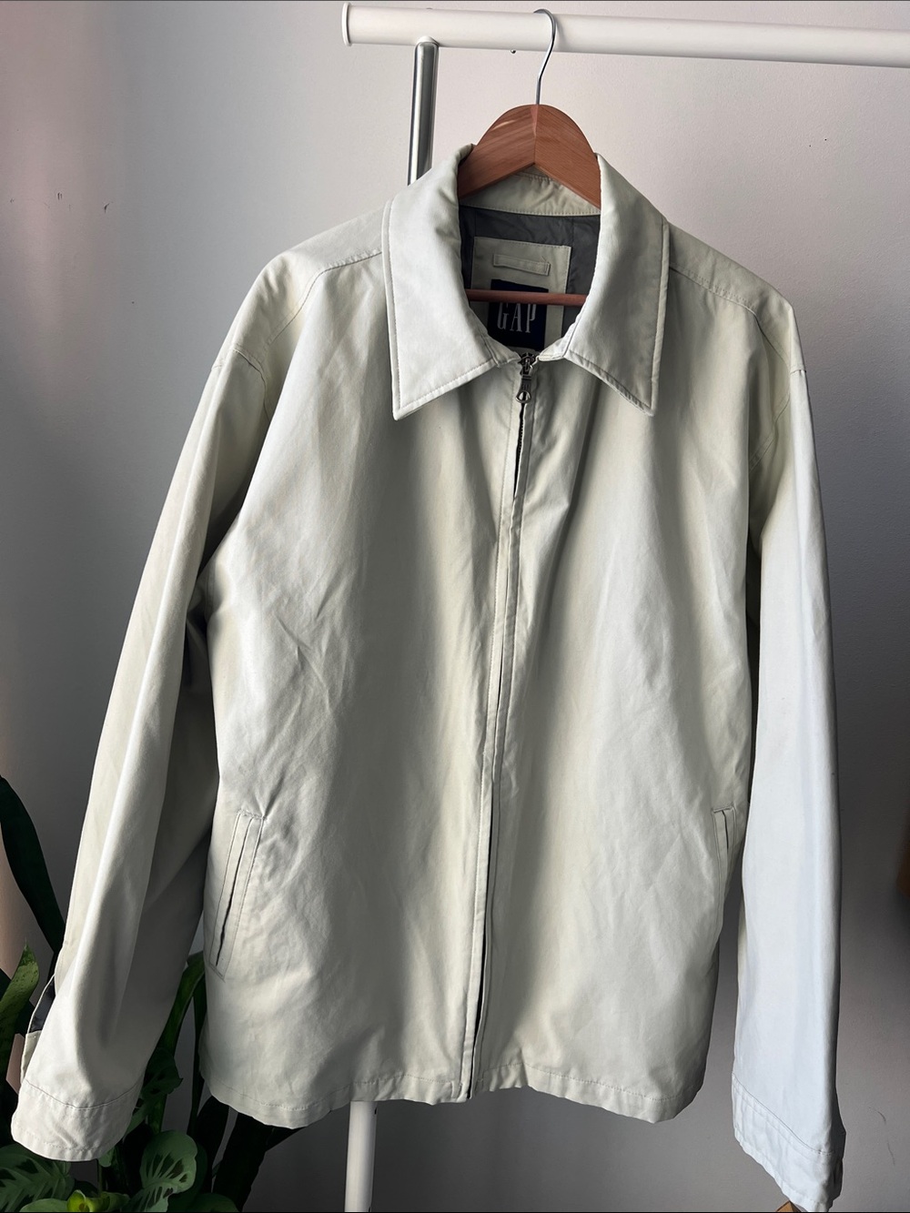 GAP Men's Pale Gray Canvas cotton nylon Zip-Front Jacket XL